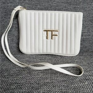 Tom Ford White Quilted Wristlet with Gold Accents